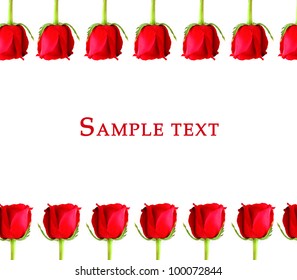 Rose frame with sample text on white background