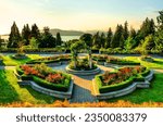 Rose garden on campus of University of British Columbia in Vancouver in Canada