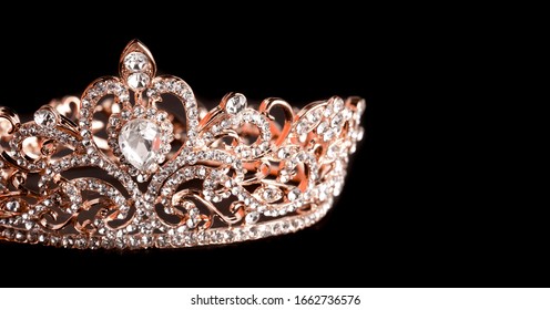 Rose Gold Crown Isolated On A Black Background