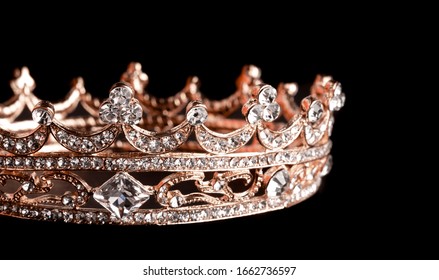 Rose Gold Crown Isolated On A Black Background