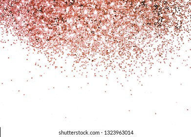 Rose Gold Glitter On White Background