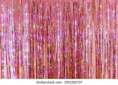 Rose gold LED Light Curtain. Golden pink Garland. Rosegold Foil Fringe Curtain Shimmer, glitter Tinsel Curtains, Fringe for Wedding Decoration, Birthday Party, Christmas Decoration, New Year's Eve 