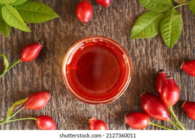 Rose Hip Seed Oil In A Bowl, Top View