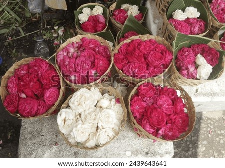 rose petals in a bamboo basket