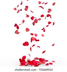 Rose petals fall to the floor. Isolated background - Shutterstock ID 755669014