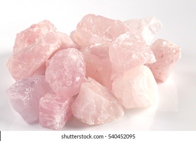 Rose Quartz On A White Background 3