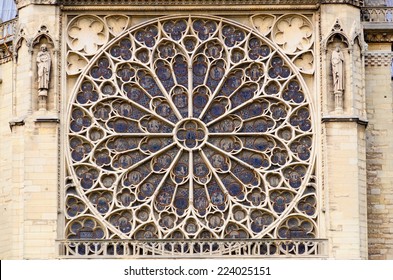 Rose window in Notre Dame Cathedral. Paris. France