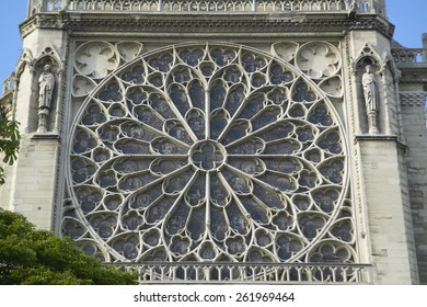 The Rose Window At The Notre Dame Cathedral, Paris, France