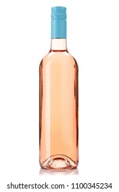 Rose Wine Bottle. Isolated On White Background