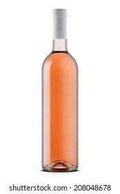 Rose Wine Bottle  Isolated On White