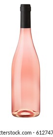 Rose Wine Bottle Isolated On White.Clipping Path