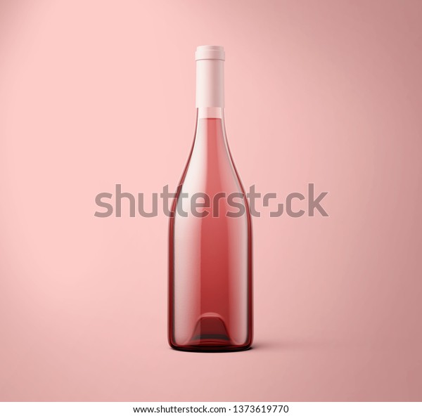 Rose wine bottle\
on background. Product packaging brand design. Mock up drink with\
place for you lable and\
text.