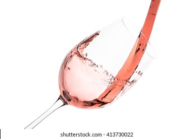 rose wine splashing on white background - Shutterstock ID 413730022