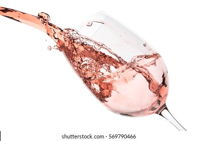 rose wine splashing on white background - Shutterstock ID 569790466