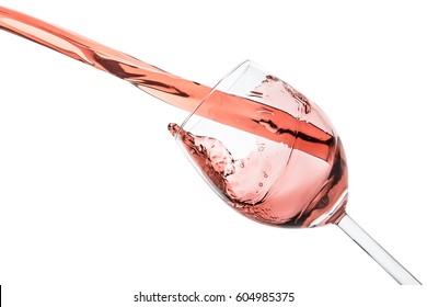 rose wine splashing on white background - Shutterstock ID 604985375