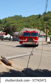 ROSEBURG, OREGON - JULY 15: Single motor vehicle accident that hit a power pole causing a area wide power outage and closed down Harvard Avenue. July 15, 2010 in Roseburg, OR