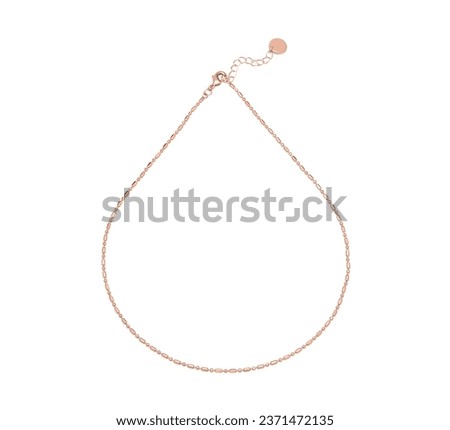 Rose-gold necklace isolated on white background
