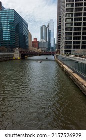 Rosemont, IL - APRIL 23, 2022: Downtown Chicago Private Boat On Chicago River