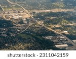 Rosemont, Illinois - Aerial photography of office buildings, residential suburbs, and Interstates I-90, I-190 and I-294 in Rosemont Illinois near O