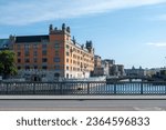 Rosenbad Building Stockholm Sweden. Rosen Bath the seat of Swedish government, Norrmalm district, Bridge over Norrström river background.