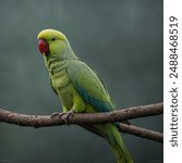 The Rose-ringed Parakeet (Psittacula krameri), also known as the Ring-necked Parakeet, is a medium-sized parrot native to Africa and South Asia, including regions of India, Sri Lanka, 