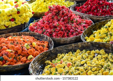 Roses For Sale At A Indian Flower Market