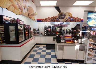 Roseville, CA - Oct 15, 2014:  Arco Convenience Store Interior With Coffee Bar Ready For Customers.