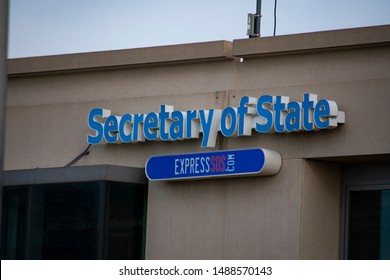 Roseville, MI / USA - August 20, 2019: Front Of Secretary Of State 