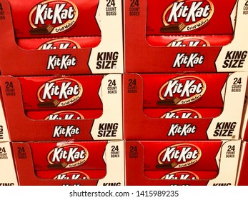 Roseville, Minnesota - June 1, 2019: Kit Kat Candy Bars In Bulk, For Sale At A Costco Business Center Wholesale Warehouse Store