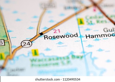 Rosewood. Florida. USA On A Map