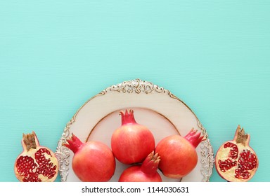 Rosh Hashanah (jewish New Year Holiday) Concept. Pomegranate Raditional Symbol