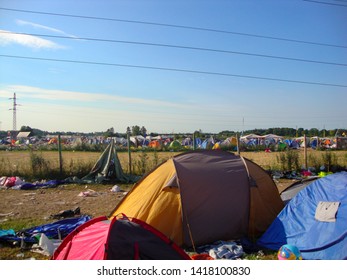 Roskilde/Denmark - 07.05.2010: Campsite At The Music Festival In Roskilde, Denmark.