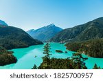 Ross Lake Reservoir in the North Cascades National Park Washington as viewed along the North Cascades scenic highway