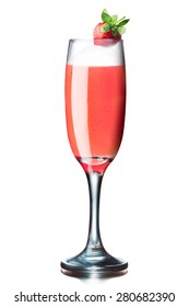 Rossini Alcoholic Cocktail (a Kind Of Famous Bellini Family With Fresh Strawberry Puree)