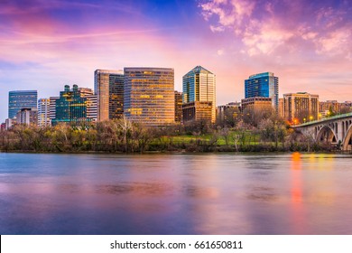 Rosslyn, Arlington, Virginia, USA Skyline On The Potomac River.