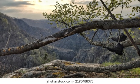 Rosstrappe (Harz Mountains) In The Sunset, Walking Shoes