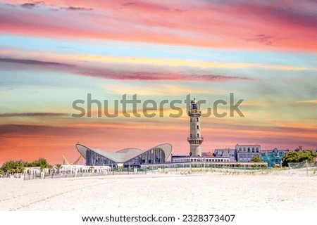 Similar – Foto Bild Strand von Warnemünde mit Ausblick auf Westmole