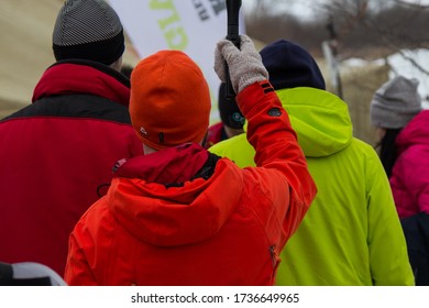 Rostov, Yaroslavl Oblast, Russia, February 3, 2019: photographers at work on the winter 100-mile trail