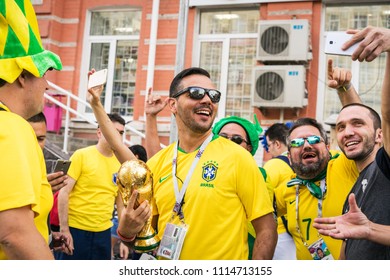 ROSTOV-ON-DON, RUSSIA - 17 June, 2018 Match day at FIFA World Cup Russia 2018 Host City Rostov-on-Don. Fans go to the match Brazil vs Switzerland - Shutterstock ID 1114713155
