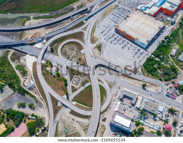 Rostov-on-Don, Russia - 2018: road junction - view\
from above.