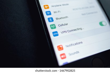 ROSTOV-ON-DON / RUSSIA - August 1 2019: IPhone Interface And Vpn Connection On The Screen