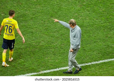 Rostov-on-Don, Russia - AUGUST 14, 2021: Yuri Semin Head Coach Of FC Rostov During The Russian Premier League Match Between FC Rostov And CSKA Moscow