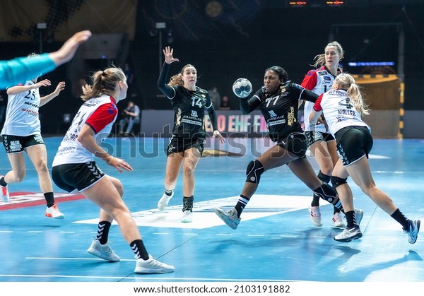 Rostov-on-Don, Russia, January 8, 2022:\
Women\'s handball match of the EHF Champions League. \