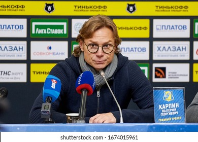 Rostov-on-Don, Russia - MARCH 15, 2020: Valeri Karpin Head Coach Of FC Rostov During The Russian Premier League Match Between FC Rostov And Lokomotiv Moscow