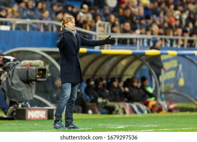 Rostov-on-Don, Russia - MARCH 15, 2020: Valeri Karpin Head Coach Of FC Rostov During The Russian Premier League Match Between FC Rostov And Lokomotiv Moscow