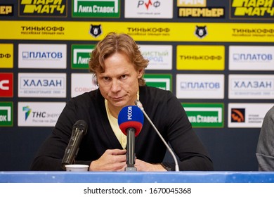 Rostov-on-Don, Russia - MARCH 9, 2020: Valeri Karpin Head Coach Of FC Rostov During The Russian Premier League Match Between FC Rostov And CSKA Moscow