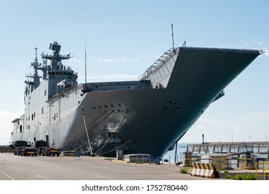 ROTA, SPAIN, SEPTEMBER 15, 2019: The Juan Carlos I Aircraft Carrier And Amphibious Assault Ship Of The Spanish Navy On September 15, 2019 At Naval Station Rota, Spain.