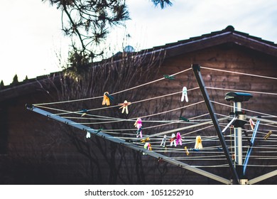 rotary clothes dryer in garden