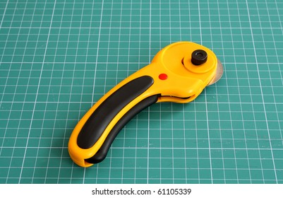 Rotary Cutter On Measure Mat Close Up