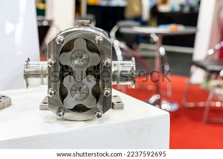 rotary or lobe gear high pressure vacuum pump for control constant flow rate water solvent chemical liquid or oil Stockfoto © 